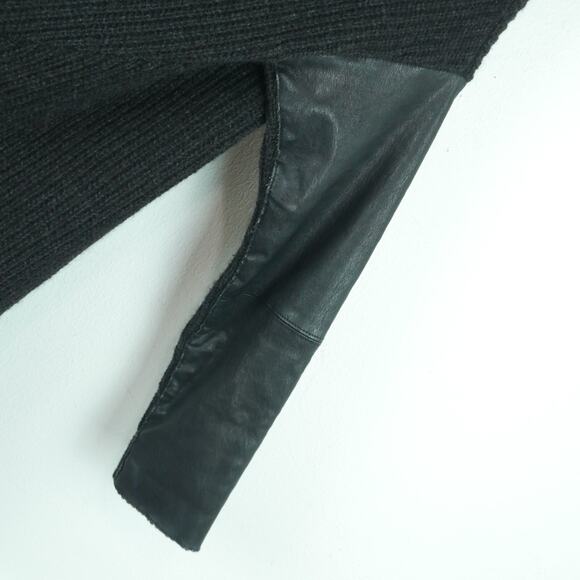 Eileen Fisher Small Cardigan Jacket Yak Blend Leather Black Minimal Quiet Luxury - Picture 10 of 14